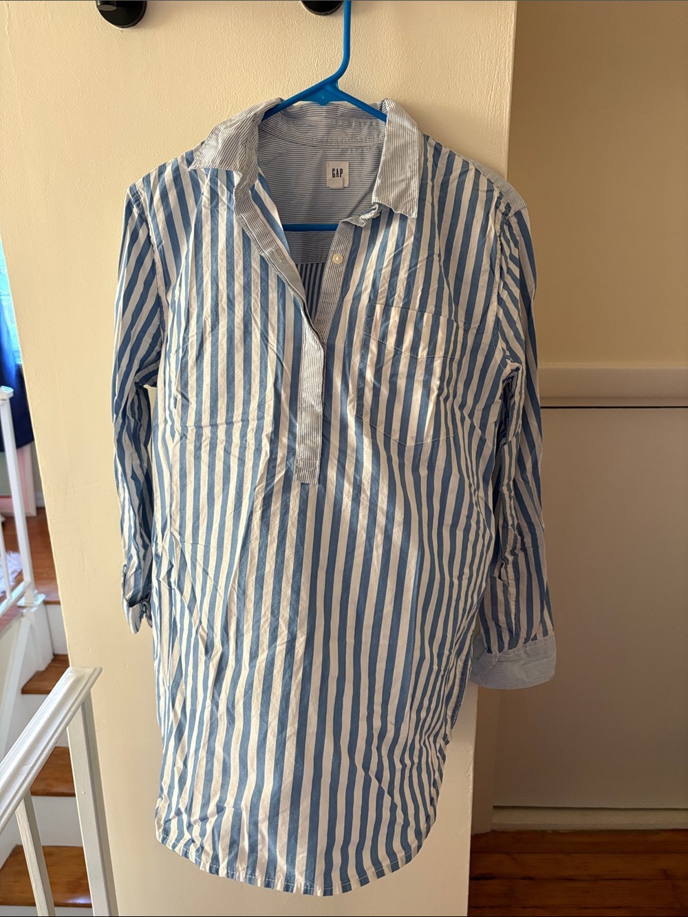 GAP 100% Cotton White and Light Blue Striped Tunic